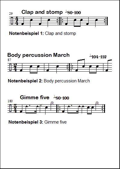 Body percussion echo Notenbeispiel