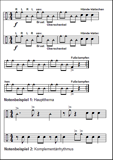 Body percussion Line Notenbeispiel